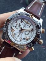 Swiss Grade Replica Breitling Chronomat White Face Brown leather Strap Watch